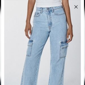 Jolene High Waist Flare Leg Cargo Jeans